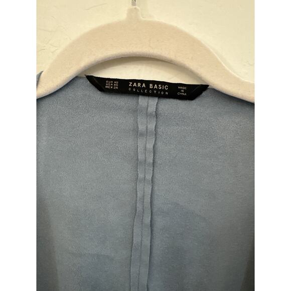 Zara Light Blue Faux Suede Light Blue Draped Jacket Small Excellent Condition - Picture 6 of 10